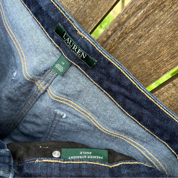 Lauren Ralph Lauren Premier Straight Ankle Plaid Cuff Jeans Sz 12 - Picture 3 of 16